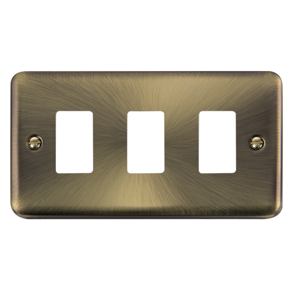 Click® Scolmore GridPro® DPAB20403 3 Gang GridPro® Frontplate - Antique Brass Antique Brass  Insert