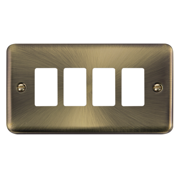 Click® Scolmore GridPro® DPAB20404 4 Gang GridPro® Frontplate - Antique Brass Antique Brass  Insert