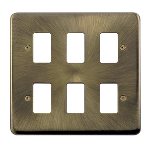 Click® Scolmore GridPro® DPAB20506 6 Gang GridPro® Frontplate - Antique Brass Antique Brass  Insert