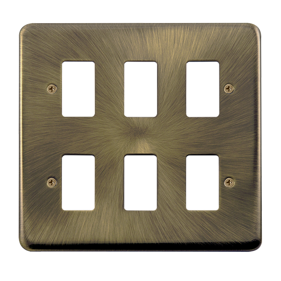 Click® Scolmore GridPro® DPAB20506 6 Gang GridPro® Frontplate - Antique Brass Antique Brass  Insert