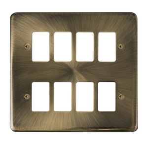 Click® Scolmore GridPro® DPAB20508 8 Gang GridPro® Frontplate - Antique Brass Antique Brass  Insert