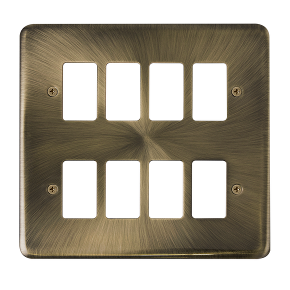 Click® Scolmore GridPro® DPAB20508 8 Gang GridPro® Frontplate - Antique Brass Antique Brass  Insert