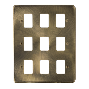 Click® Scolmore GridPro® DPAB20509 9 Gang GridPro® Frontplate - Antique Brass Antique Brass  Insert