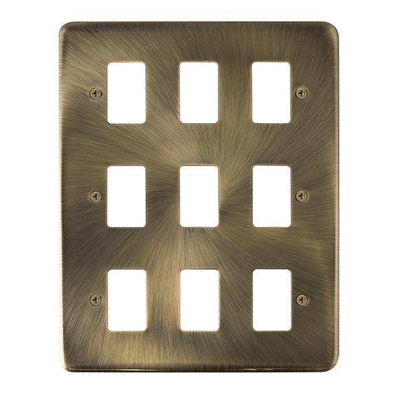 Click® Scolmore GridPro® DPAB20509 9 Gang GridPro® Frontplate - Antique Brass Antique Brass  Insert