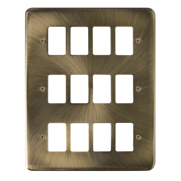 Click® Scolmore GridPro® DPAB20512 12 Gang GridPro® Frontplate - Antique Brass Antique Brass  Insert