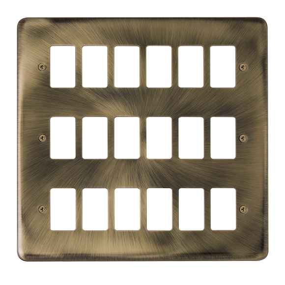 Click® Scolmore GridPro® DPAB20518 18 Gang GridPro® Frontplate - Antique Brass Antique Brass  Insert