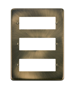 Click® Scolmore Deco Plus® DPAB518 3 Tier MiniGrid® Unfurnished Plate - 18 Apertures Antique Brass  Insert