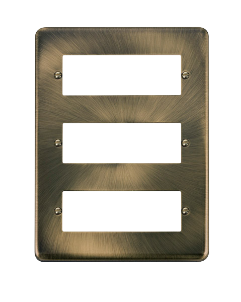 Click® Scolmore Deco Plus® DPAB518 3 Tier MiniGrid® Unfurnished Plate - 18 Apertures Antique Brass  Insert