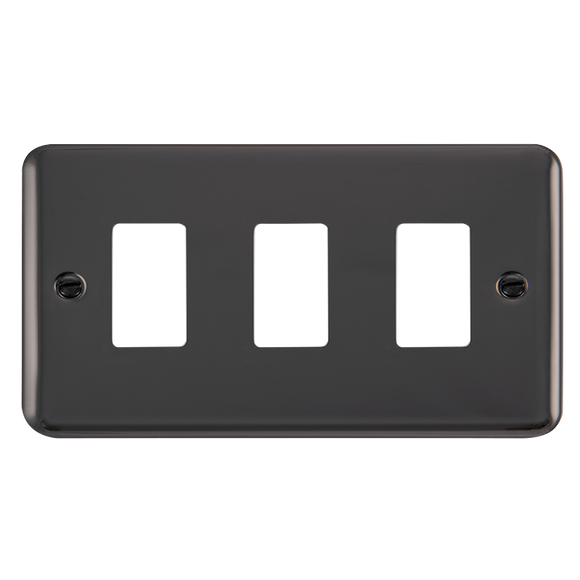 Click® Scolmore GridPro® DPBN20403 3 Gang GridPro® Frontplate - Black Nickel Black Nickel  Insert