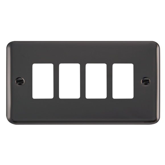 Click® Scolmore GridPro® DPBN20404 4 Gang GridPro® Frontplate - Black Nickel Black Nickel  Insert