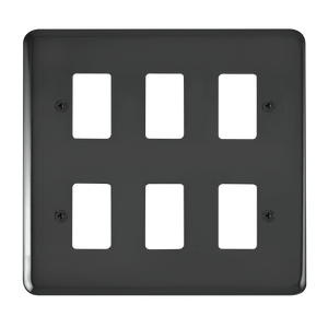 Click® Scolmore GridPro® DPBN20506 6 Gang GridPro® Frontplate - Black Nickel Black Nickel  Insert