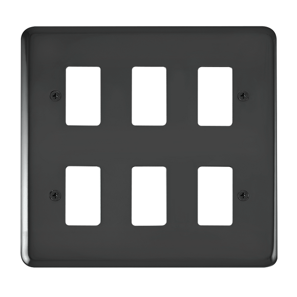 Click® Scolmore GridPro® DPBN20506 6 Gang GridPro® Frontplate - Black Nickel Black Nickel  Insert