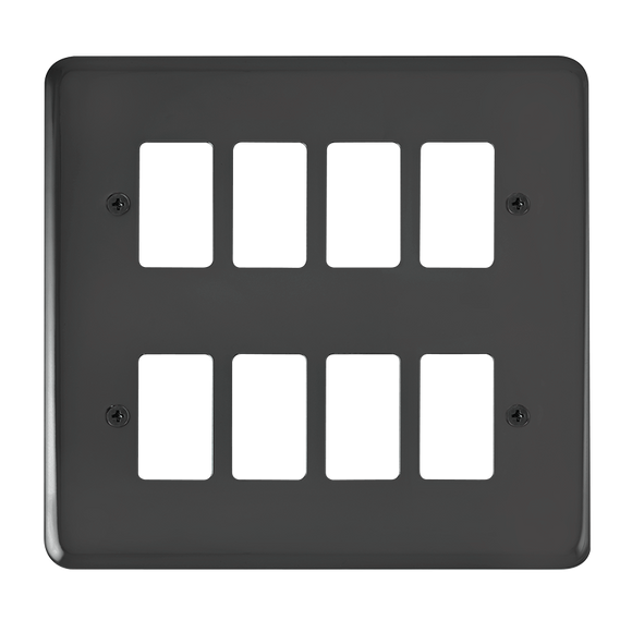 Click® Scolmore GridPro® DPBN20508 8 Gang GridPro® Frontplate - Black Nickel Black Nickel  Insert