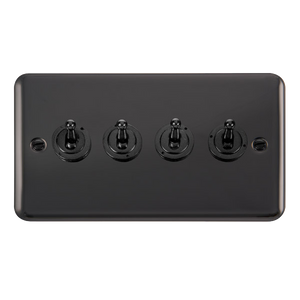 Click® Scolmore Deco Plus® DPBN424 10AX 4 Gang 2 Way Toggle Switch  Black Nickel  Insert