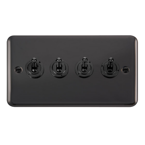 Click® Scolmore Deco Plus® DPBN424 10AX 4 Gang 2 Way Toggle Switch  Black Nickel  Insert