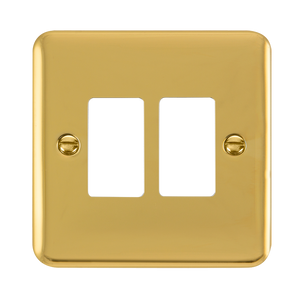 Click® Scolmore GridPro® DPBR20402 2 Gang GridPro® Frontplate - Polished Brass Polished Brass  Insert