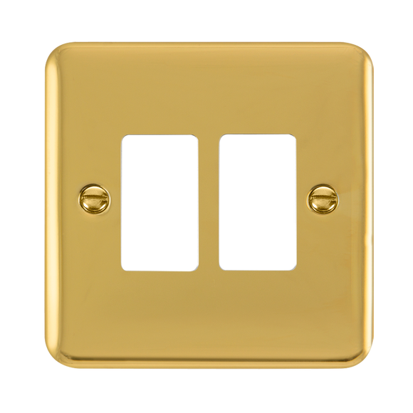 Click® Scolmore GridPro® DPBR20402 2 Gang GridPro® Frontplate - Polished Brass Polished Brass  Insert