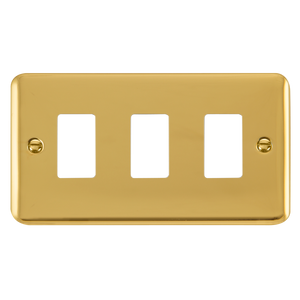 Click® Scolmore GridPro® DPBR20403 3 Gang GridPro® Frontplate - Polished Brass Polished Brass  Insert