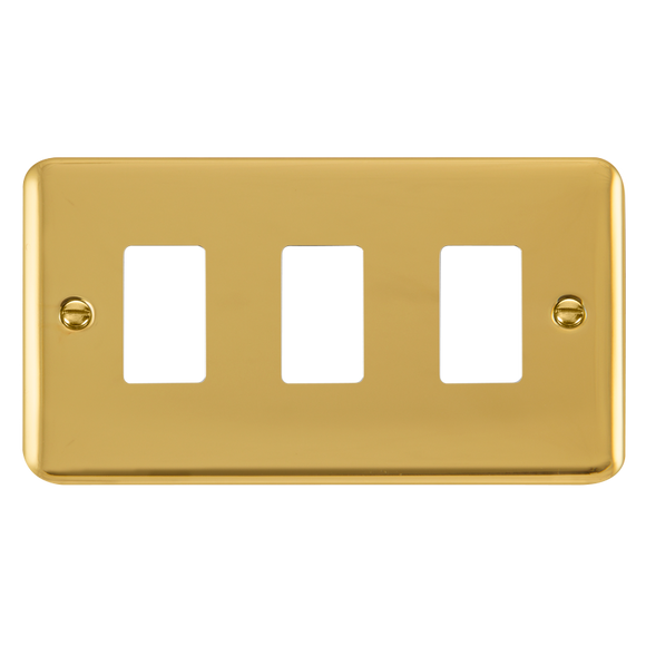 Click® Scolmore GridPro® DPBR20403 3 Gang GridPro® Frontplate - Polished Brass Polished Brass  Insert