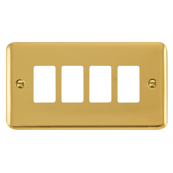 Click® Scolmore GridPro® DPBR20404 4 Gang GridPro® Frontplate - Polished Brass Polished Brass  Insert