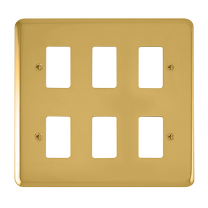 Click® Scolmore GridPro® DPBR20506 6 Gang GridPro® Frontplate - Polished Brass Polished Brass  Insert