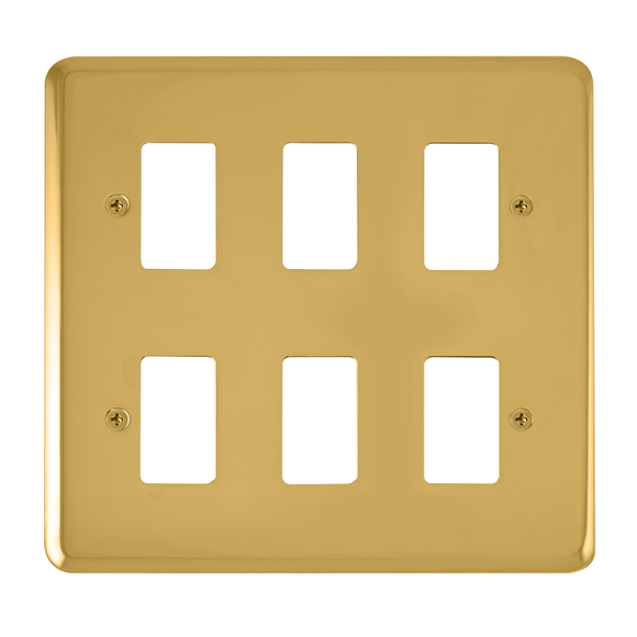 Click® Scolmore GridPro® DPBR20506 6 Gang GridPro® Frontplate - Polished Brass Polished Brass  Insert