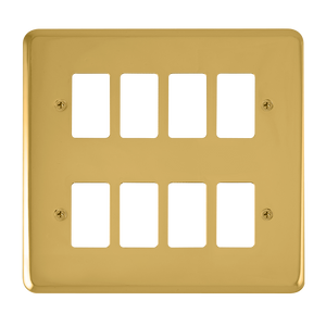 Click® Scolmore GridPro® DPBR20508 8 Gang GridPro® Frontplate - Polished Brass Polished Brass  Insert