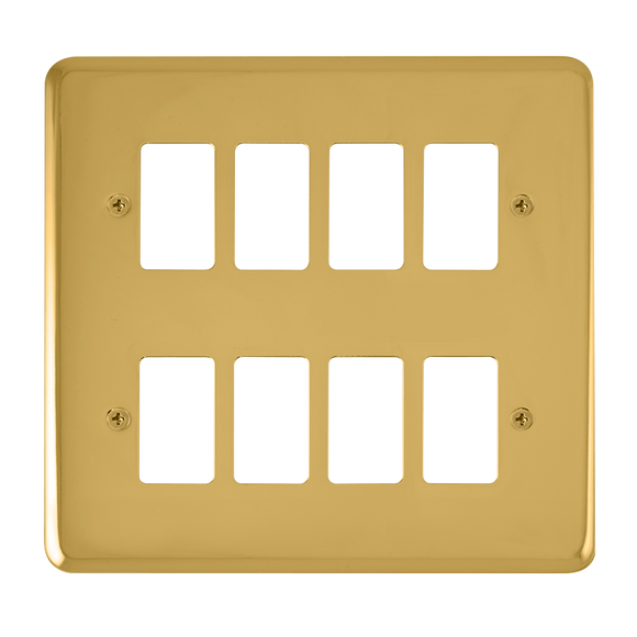 Click® Scolmore GridPro® DPBR20508 8 Gang GridPro® Frontplate - Polished Brass Polished Brass  Insert