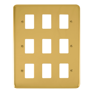 Click® Scolmore GridPro® DPBR20509 9 Gang GridPro® Frontplate - Polished Brass Polished Brass  Insert