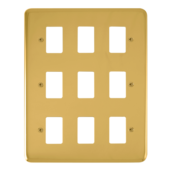 Click® Scolmore GridPro® DPBR20509 9 Gang GridPro® Frontplate - Polished Brass Polished Brass  Insert