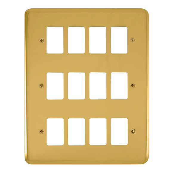 Click® Scolmore GridPro® DPBR20512 12 Gang GridPro® Frontplate - Polished Brass Polished Brass  Insert