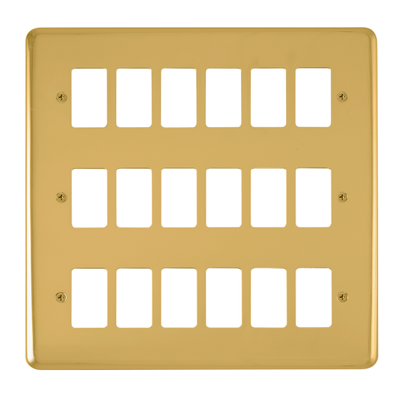 Click® Scolmore GridPro® DPBR20518 18 Gang GridPro® Frontplate - Polished Brass Polished Brass  Insert