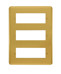 Click® Scolmore Deco Plus® DPBR518 3 Tier MiniGrid® Unfurnished Plate - 18 Apertures Polished Brass  Insert