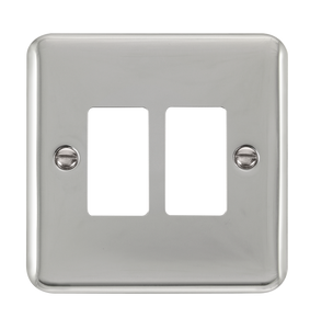 Click® Scolmore GridPro® DPCH20402 2 Gang GridPro® Frontplate - Polished Chrome Polished Chrome  Insert