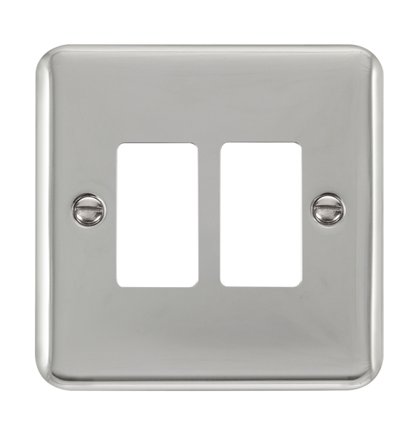 Click® Scolmore GridPro® DPCH20402 2 Gang GridPro® Frontplate - Polished Chrome Polished Chrome  Insert