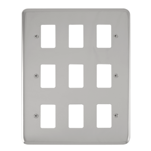 Click® Scolmore GridPro® DPCH20509 9 Gang GridPro® Frontplate - Polished Chrome Polished Chrome  Insert