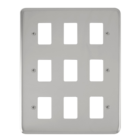 Click® Scolmore GridPro® DPCH20509 9 Gang GridPro® Frontplate - Polished Chrome Polished Chrome  Insert