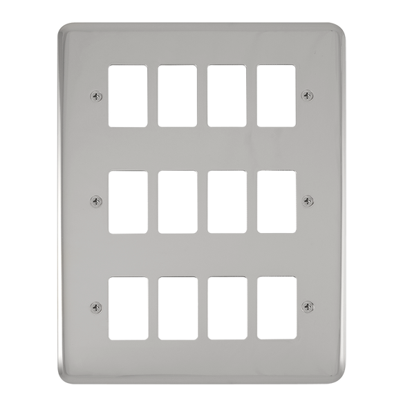 Click® Scolmore GridPro® DPCH20512 12 Gang GridPro® Frontplate - Polished Chrome Polished Chrome  Insert