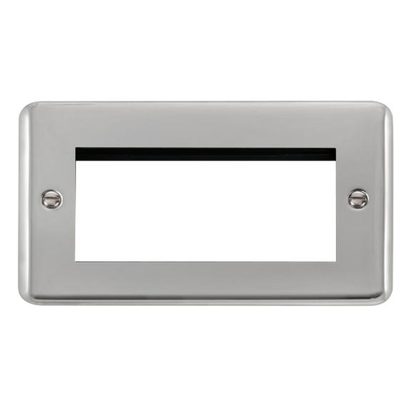 Click® Scolmore Deco Plus® DPCH312 2 Gang New Media™ Unfurnished Plate - 4 Apertures Polished Chrome  Insert