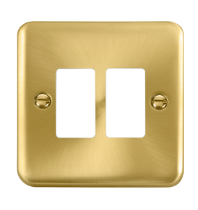 Click® Scolmore GridPro® DPSB20402 2 Gang GridPro® Frontplate - Satin Brass Satin Brass  Insert