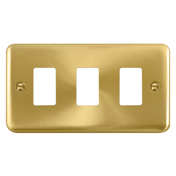 Click® Scolmore GridPro® DPSB20403 3 Gang GridPro® Frontplate - Satin Brass Satin Brass  Insert