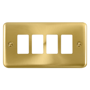 Click® Scolmore GridPro® DPSB20404 4 Gang GridPro® Frontplate - Satin Brass Satin Brass  Insert