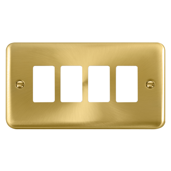 Click® Scolmore GridPro® DPSB20404 4 Gang GridPro® Frontplate - Satin Brass Satin Brass  Insert