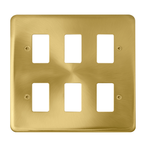 Click® Scolmore GridPro® DPSB20506 6 Gang GridPro® Frontplate - Satin Brass Satin Brass  Insert