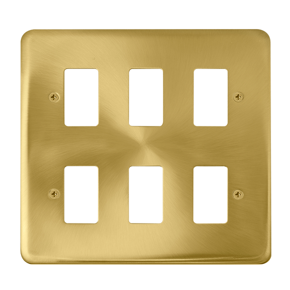 Click® Scolmore GridPro® DPSB20506 6 Gang GridPro® Frontplate - Satin Brass Satin Brass  Insert