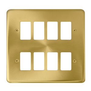 Click® Scolmore GridPro® DPSB20508 8 Gang GridPro® Frontplate - Satin Brass Satin Brass  Insert