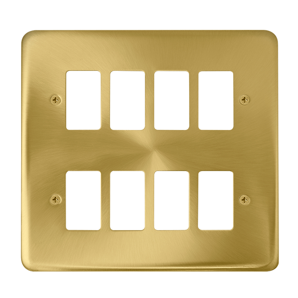 Click® Scolmore GridPro® DPSB20508 8 Gang GridPro® Frontplate - Satin Brass Satin Brass  Insert