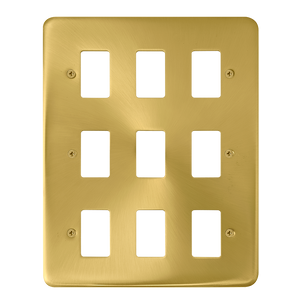 Click® Scolmore GridPro® DPSB20509 9 Gang GridPro® Frontplate - Satin Brass Satin Brass  Insert