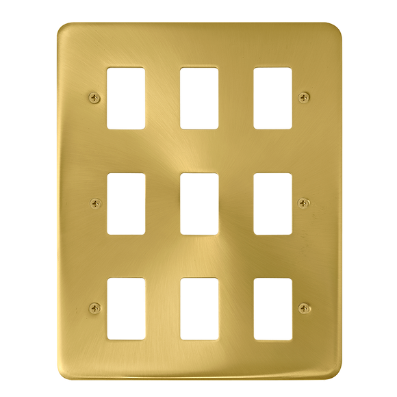 Click® Scolmore GridPro® DPSB20509 9 Gang GridPro® Frontplate - Satin Brass Satin Brass  Insert