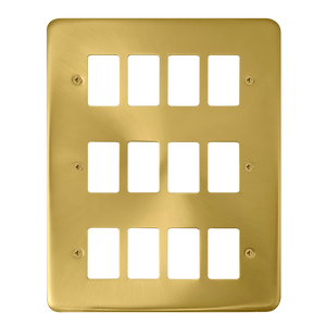 Click® Scolmore GridPro® DPSB20512 12 Gang GridPro® Frontplate - Satin Brass Satin Brass  Insert